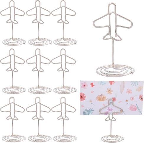 24 Pcs Table Number Holders Airplane Shape Place Card Holders Photo Memo Holder Picture Holder for Wedding Birthday Party Table Number Sign Anniversary Party, Platinum in Kuwait