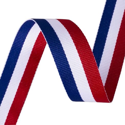 Double Faced Red/White/Blue Ribbon, 1 Inch Wide, 25 Yards Polyester Grosgrain Patriotic Ribbon, Perfect for Gift Wrapping, 4th of July Decorations, DIY Crafts, Bows, Sewing and Party Supplies in Kuwait