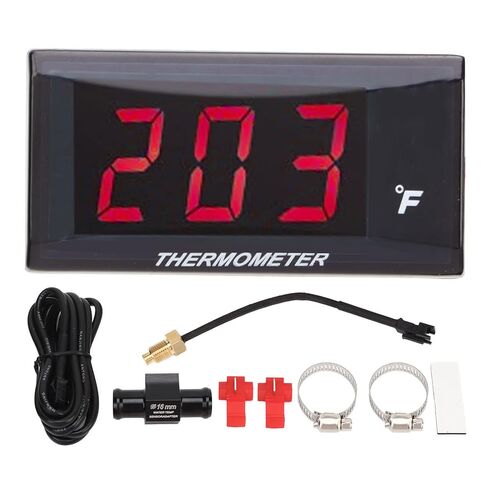 Digital Water Temperature, 0-300F LCD Backlit Motorcycle Thermometer, High Accuracy Thermometer with Temperature Warning, M10 Sensor Thread, Compact Size (Red) in Kuwait