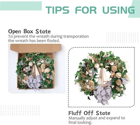 Egolot 20 Inch Daisy Flowers Lamb Ears Leaves Wreath for Front Door, Summer Flower Wreath with Wheat for Indoor and Outdoor, Floral Wreath for Home Decor in Saudi Arabia
