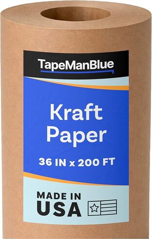 Kraft Paper Roll, 36" x 2400" (200'), Made in USA, 30 lb. Roll of Brown Paper for Banner, Poster, Crafts, Bulletin Board Backing, Kraft Table Cloth, Brown Construction for Shipping and Gift Wrapping in Saudi Arabia