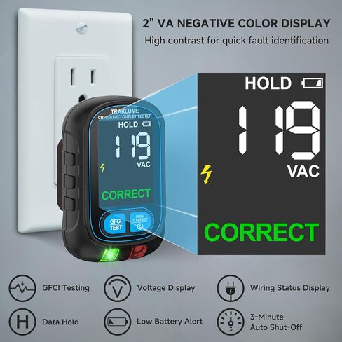 Circuit Breaker Finder Tool with Electrical GFCI Outlet Tester, Electrical Circuit Tracer Kit with LCD Display, Including 3-2 Prong Grounding Adapter, Light Socket Adapter, Clip Adapter, Carrying Case in Kuwait