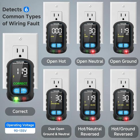 Circuit Breaker Finder Tool with Electrical GFCI Outlet Tester, Electrical Circuit Tracer Kit with LCD Display, Including 3-2 Prong Grounding Adapter, Light Socket Adapter, Clip Adapter, Carrying Case in Kuwait