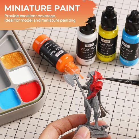 Nicpro All-In-One Miniature Painting Kit, Starter Paint Set with 18 Colors Model Paint & Thinner(20ml), Palette, 11 Detail Paint Brushes Drybrush, Miniature Paint Set for Models, Scale Figures, Crafts in Kuwait