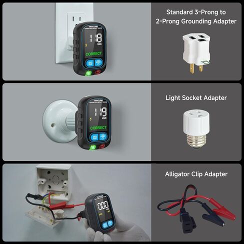 Circuit Breaker Finder Tool with Electrical GFCI Outlet Tester, Electrical Circuit Tracer Kit with LCD Display, Including 3-2 Prong Grounding Adapter, Light Socket Adapter, Clip Adapter, Carrying Case in Kuwait