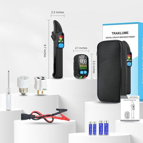 Circuit Breaker Finder Tool with Electrical GFCI Outlet Tester, Electrical Circuit Tracer Kit with LCD Display, Including 3-2 Prong Grounding Adapter, Light Socket Adapter, Clip Adapter, Carrying Case in Kuwait