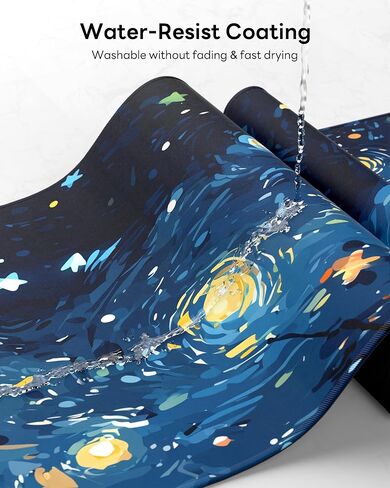 Starry Night Cat Mouse Pad, 31.5 x 11.8 Large Desk Mat with Stitched Edges & Non-Slip Base, Mousepad for Office, Home, Work in Kuwait