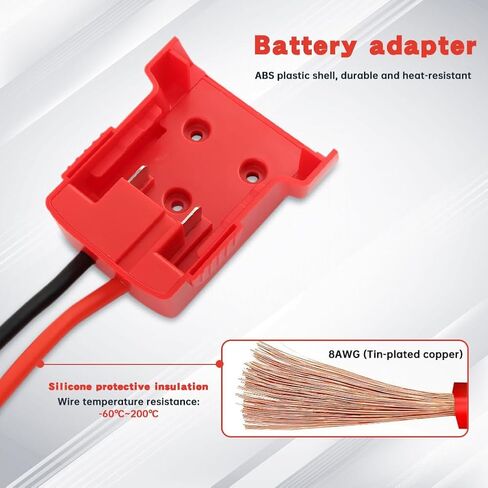 كابلات توصيل مع محول متوافق مع بطارية ميلووكي M18 18 فولت، 2 قدم 8AWG سلك سيليكون مشابك بداية، كابل معزز للسيارات لبدء تشغيل السيارة باستخدام بطارية الأداة (الحجم: 2 قدم) in Kuwait