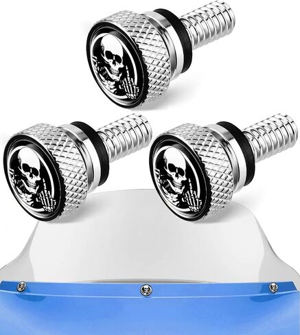 Motorcycle Skull Windshield Bolts, Fairing Bolts Compatible with Harley Davidson 1996-2013 Street Glide Electra Glide Ultra Classic Ultra Limited Tri Glide (Black(Skull Flip the Bird)) in Saudi Arabia