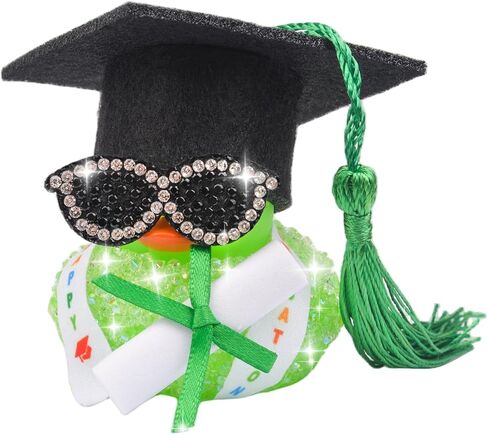 Graduation Duck Car Ornament, Car Diamond Rubber Ducks Dashboard Decorations with Graduation Hat Sunglasses Diploma in Kuwait
