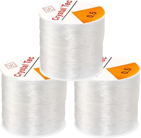 0.8mm Clear Elastic String for Bracelets, QBJAYTY 300M Stretch String Cord for Bracelet Making, Clear Stretchy Bracelet String for Clay Beads, Pony Letter Beads, Bracelet Charms, (Crystal-3 Rolls) in Kuwait