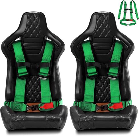 2 X Universal H-Style Racing Seat Belt black 3" STRAPS 4-Point Harness pair in Saudi Arabia