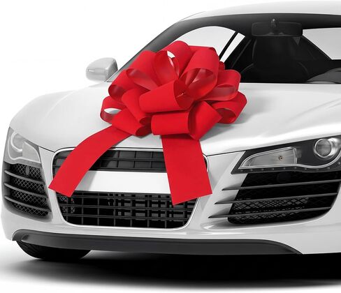 20 Inch Big Velvet Car Bow Giant Large Car Bow with 20 ft Ribbon for Large Gift Wrapping New Houses Huge Present Birthday Christmas Decor(Red) in Kuwait