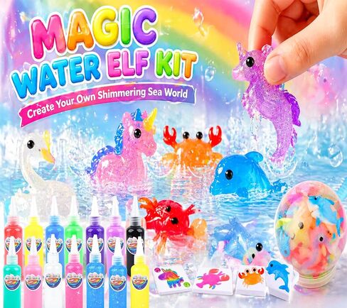 مجموعة ألعاب Louseadon Magic Water Elf للأطفال، جل سحري 13 لونًا و8 قوالب، اصنع حيواناتك الأليفة المائية الخاصة بك، مجموعة صانع اسفنجي DIY، لعبة حرفية حسية، هدايا للحفلات للأولاد والبنات، للأعمار من 3 سنوات فما فوق in Kuwait