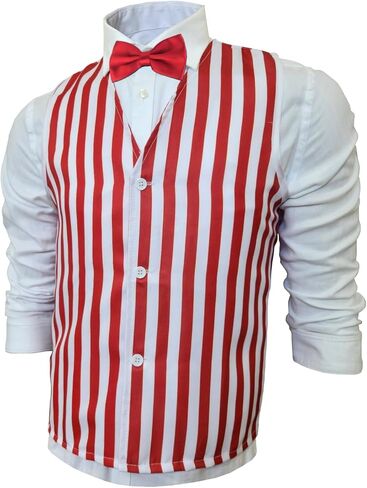 Adults Red & White Striped Costume Vest - Barbershop Quartet Bartender Tapper in Saudi Arabia
