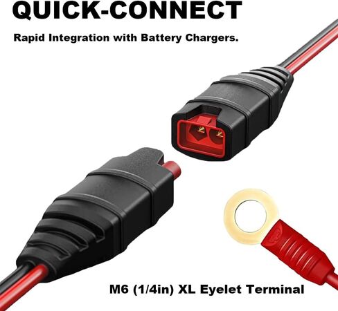 2-Pack M6 Eyelet Terminal Charger Cable compatible with NOCO GENIUS1 GENIUS2 Smart Battery Trickle Charger in Kuwait