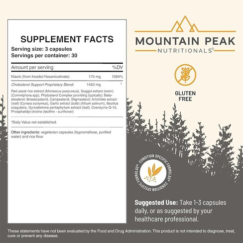 Mountain Peak Nutritionals Cholesterol Support - Helps Support Healthy Cholesterol Levels - Artichoke Extract - Hypoallergenic Dietary Supplement (90 Vegetarian Capsules) in Saudi Arabia