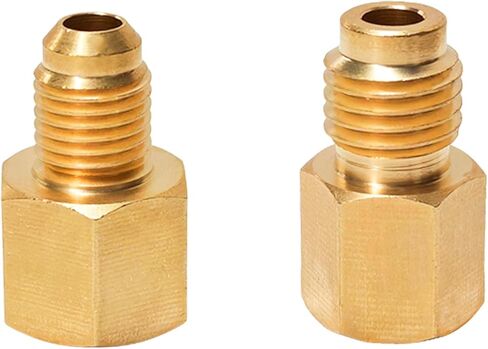 2PCS 6015 R134A Refrigerant Tank and 6014 Vacuum Pump Adapter, 1/2 Female to 1/4 Male Flare & 1/4 Flare Female to 1/2 Male Fittings, Brass Adapters for R134A R12 Refrigerant System in Kuwait