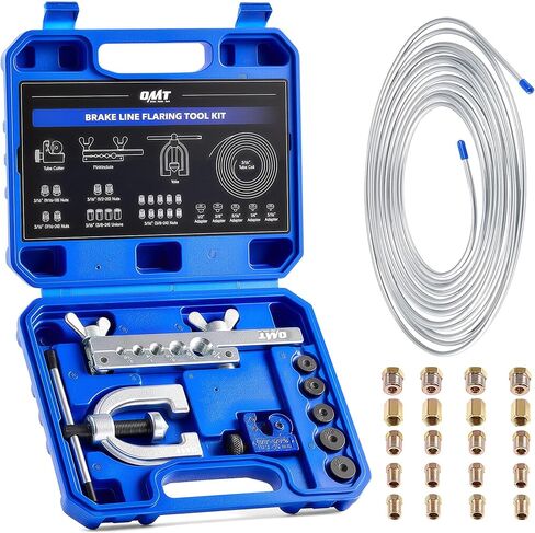 Orion Motor Tech 3/16 in Brake Line Kit, Brake Line Flaring Tool Kit with 25 ft Brake Line, 16 Fittings & 4 Unions, Double & Single Flaring Tool Kit for Most Hydraulic Braking Fuel Systems in Kuwait