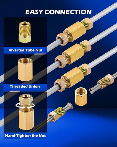 Orion Motor Tech 3/16 in Brake Line Kit, Brake Line Flaring Tool Kit with 25 ft Brake Line, 16 Fittings & 4 Unions, Double & Single Flaring Tool Kit for Most Hydraulic Braking Fuel Systems in Kuwait