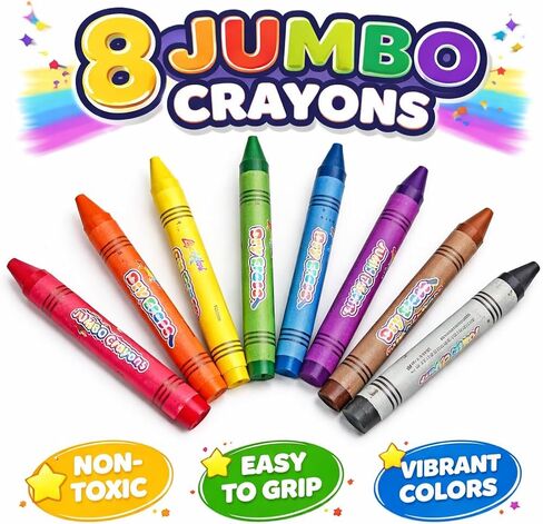 LIQUI-MARK 8-Pack Jumbo Dry Erase Crayons – Assorted Vibrant Colors – Non-Toxic Easy-Wipe Whiteboard Crayons for Kids, School & Home – Large Grip Drawing Set for Dry Erase Surfaces in Kuwait