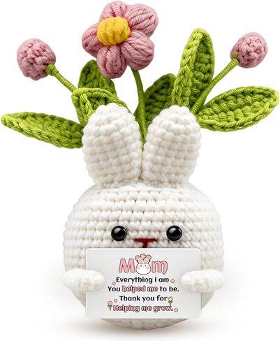 Mom Gift for Mothers Day Handmade Crochet Rabbit Cute Easter Basket Stuffers for Mother from Daughter Son Mother’s Day Anniversary Birthday Gift Ideas Desk Decor in Kuwait