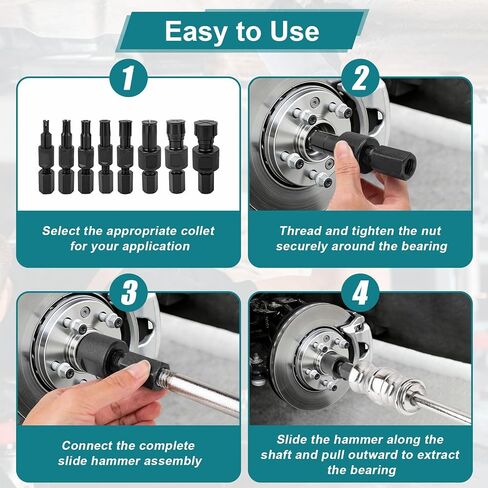 9PCS Heavy-Duty Slide Hammer Puller Set, 8-32MM Expandable Collets for Internal & Pilot Bearing Removal, Complete Inner Bearing Extractor Kit with Storage Case, Premium Mechanical Repair Tool in Kuwait