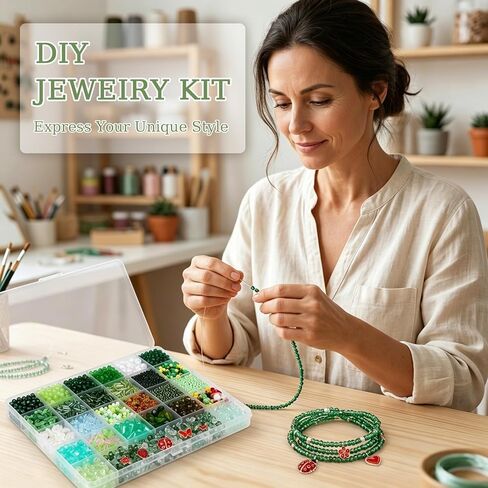 Weldomcor 5540 Pcs Beaded Plant Kit, Forever Green Glass Beads for Beaded Plants Leaf Flower Sun Catcher Seed Beads Kit with Tutorials for Succulent Plant Jewelry Making DIY Crafts Home Decor in Kuwait