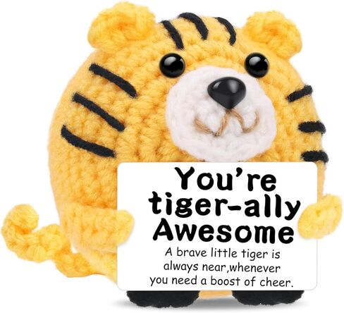 DAFURIET Birthday Mother’s Day Easter Gifts for Women Men: Mini Funny Positive Tiger Crochet Animal Gift for Coworkers, Boss, Dad, Teacher, Friend - Desk Home Decor & Emotional Inspirational Support in Saudi Arabia