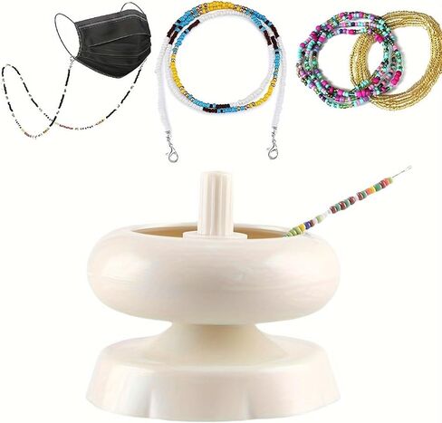 Clay and Seed Bead Spinner DIY Necklace Bracelet Threader Bead String Tool for Jewelry Making with Free Big Eyed Curved Needle in Kuwait