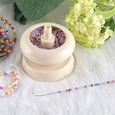 Clay and Seed Bead Spinner DIY Necklace Bracelet Threader Bead String Tool for Jewelry Making with Free Big Eyed Curved Needle in Kuwait