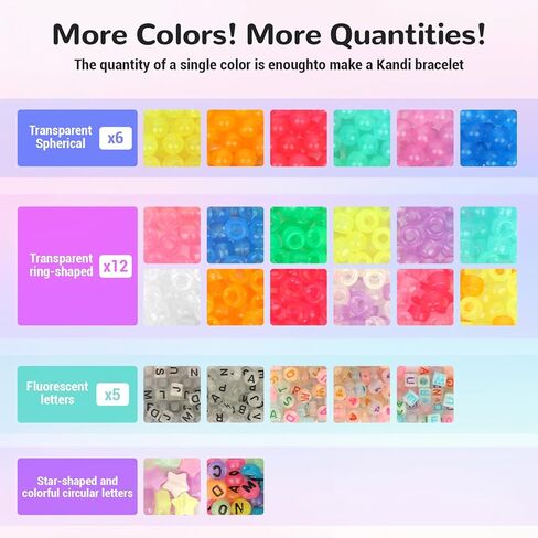 QVTWUT Glow in The Dark Pony Beads for Bracelets, 6x9mm Kandi Beads Neon for Necklace Jewelry, Bracelets Making, Hair Braiding, Crafts Braids Kits, 24 Color 1000 pcs in Kuwait