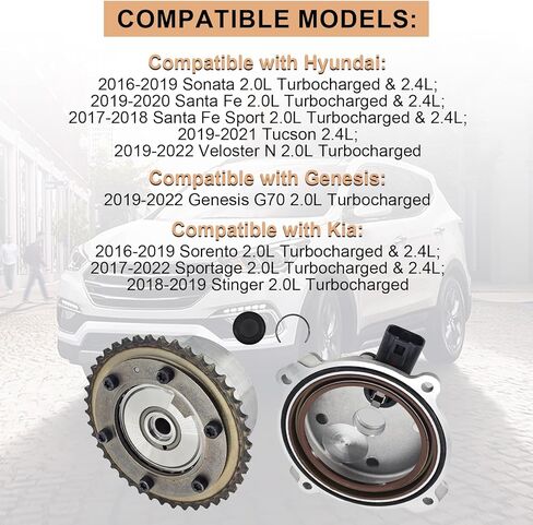 24350-2GGB0 CVVT Assy مدخل وصمام المحرك توقيت الملف اللولبي مع جهاز استشعار مناسب لشركة Hyundai G70/Santa Fe/Santa Fe Sport/Sonata/Tucson for Veloster N لكيا سورينتو/سبورتاج/ستينغر 16-22 in Kuwait