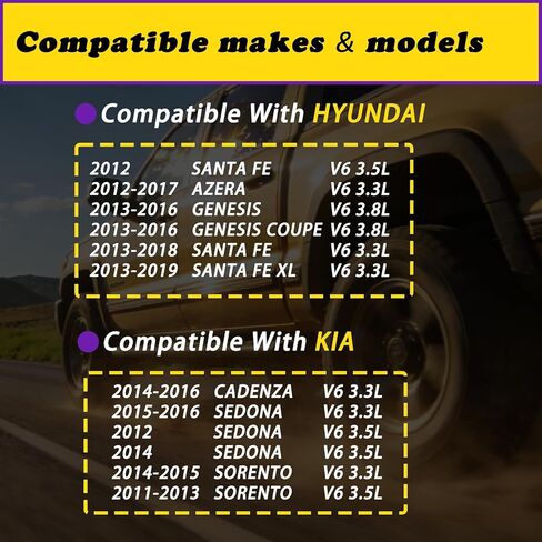 2 قطعة محرك اليسار واليمين متغير صمام توقيت VVT الملف اللولبي متوافق مع Hyundai Santa Fe Azera Genesis مناسب لكيا سيدونا مناسب لسورنتو V6 3.3L 3.5L 3.8L 11-19 يستبدل 243553CAA2 243553CAB2 in Kuwait