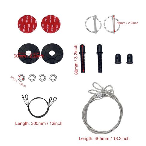 X-AVION Hood Pin Lock 2pcs Pack Universal Aluminum Bonnet Hood Pin Latch Lock Appearance Kit Black in Kuwait