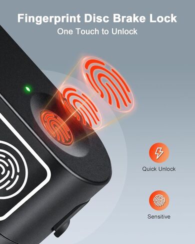 Motorcycle Disc Lock with Fingerprint Unlock, 120dB Anti-Theft Waterproof Alarm Brake Lock, 7mm Pin & 5ft Reminder Cable, for Motorcycles Bike Scooter in Saudi Arabia