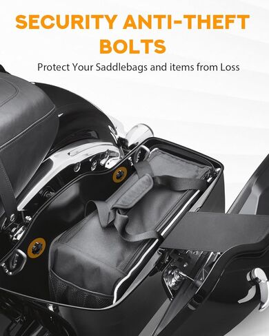 أقفال PBYMT لحقيبة السرج، براغي تثبيت حقيبة السرج لمنع السرقة متوافقة مع Harley Davidson Touring Street Glide Electra Glide Road Glide Road King 1988-2024، أسود in Kuwait