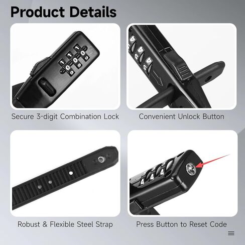 4 Pcs Zip Tie Locks, Adjustable 3-Digit Combination Cable Locks, Lightweight & Flexible Build, Ideal for Securing Bicycles, Helmets, Luggage, Fence in Kuwait