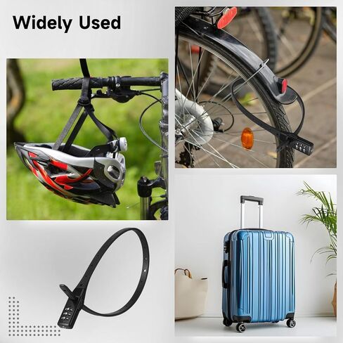 4 Pcs Zip Tie Locks, Adjustable 3-Digit Combination Cable Locks, Lightweight & Flexible Build, Ideal for Securing Bicycles, Helmets, Luggage, Fence in Kuwait