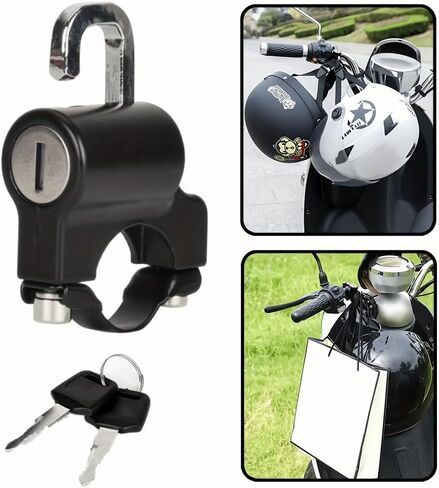 Motorcycle Helmet Lock, Universal Anti-Theft Helmet Lock for Electric Scooter Motorcycle, Heavy Duty Metal Security Lock with Combination Cable, Bike Accessories in Kuwait