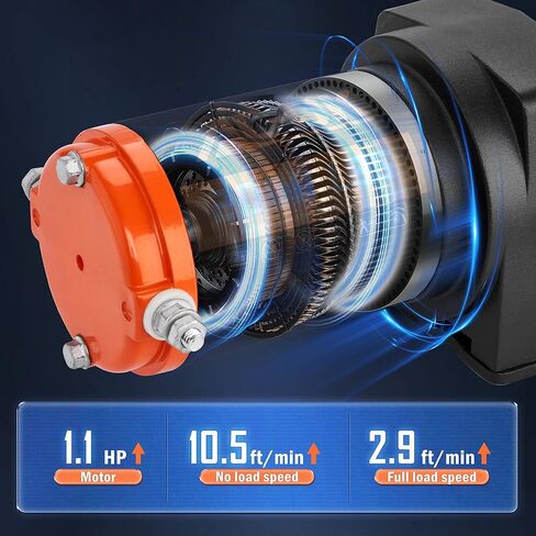 12V 2000-lb. ATV/UTV Electric Winch, Off-Road Synthetic Rope Winch for Trailer Boat RV Towing Winches, ATV/UTV Winch with Big Yellow Wired Remote and Winch Mounting Plate. in Kuwait