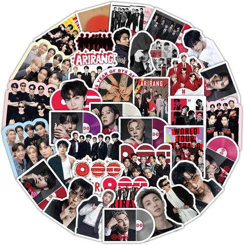 BTS Arirang Stickers Pack,50Pcs Kpop Cute Bangtan Boys Photo Vinyl Waterproof Stickers for Water Bottle Laptop Phone Case, Army Fans Merch Gift for Teens Girls in Kuwait