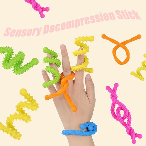 6 Pack Sensory Stick, Textured Silicone Sensory Toys, for Calming, Stress, Anxiety, ADHD & AutismAutism Kids Anxiety Relief for Activities Essential Calm Down Travel Toy for Kids 3+ & Adults in Kuwait