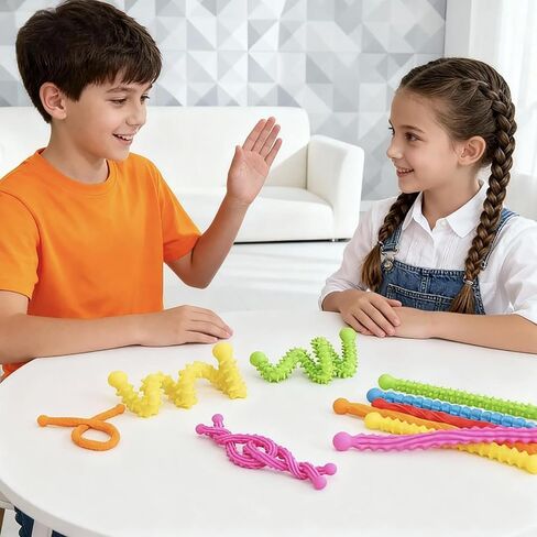 6 Pack Sensory Stick, Textured Silicone Sensory Toys, for Calming, Stress, Anxiety, ADHD & AutismAutism Kids Anxiety Relief for Activities Essential Calm Down Travel Toy for Kids 3+ & Adults in Kuwait