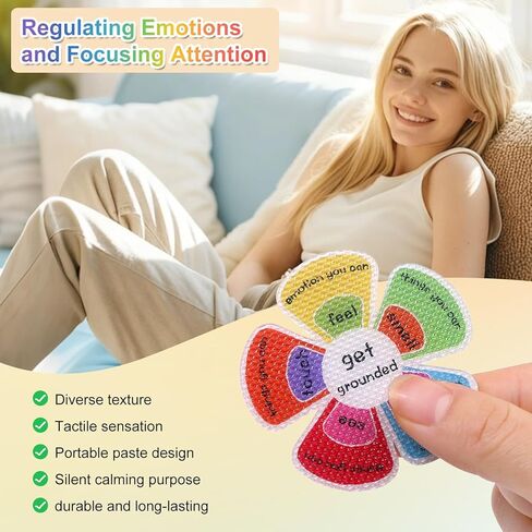 Sensory Stickers Anxiety Relief Items - ForTomorrow 48 Pcs Textured Calm Strips Calming Stickers, Breathing Mindfulness Quiet Fidget for Autism Adults & Kids, Office & Classroom in Kuwait