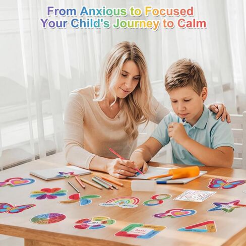 Sensory Stickers Anxiety Relief Items - ForTomorrow 48 Pcs Textured Calm Strips Calming Stickers, Breathing Mindfulness Quiet Fidget for Autism Adults & Kids, Office & Classroom in Kuwait