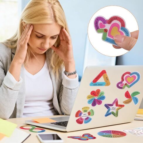 Sensory Stickers Anxiety Relief Items - ForTomorrow 48 Pcs Textured Calm Strips Calming Stickers, Breathing Mindfulness Quiet Fidget for Autism Adults & Kids, Office & Classroom in Kuwait