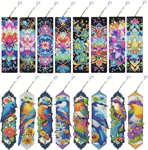 16PCS Mandala Diamond Art Bookmarks for Adults Acrylic Bookmark Kit with Tassel for Book Lovers Gift 5D Diamond Art Book Marks for DIY Making Beginners Arts Craft in Kuwait