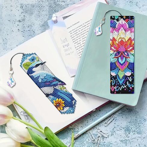 16PCS Mandala Diamond Art Bookmarks for Adults Acrylic Bookmark Kit with Tassel for Book Lovers Gift 5D Diamond Art Book Marks for DIY Making Beginners Arts Craft in Kuwait