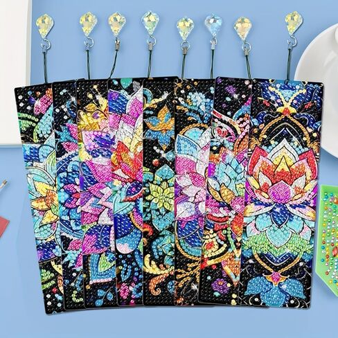 16PCS Mandala Diamond Art Bookmarks for Adults Acrylic Bookmark Kit with Tassel for Book Lovers Gift 5D Diamond Art Book Marks for DIY Making Beginners Arts Craft in Kuwait